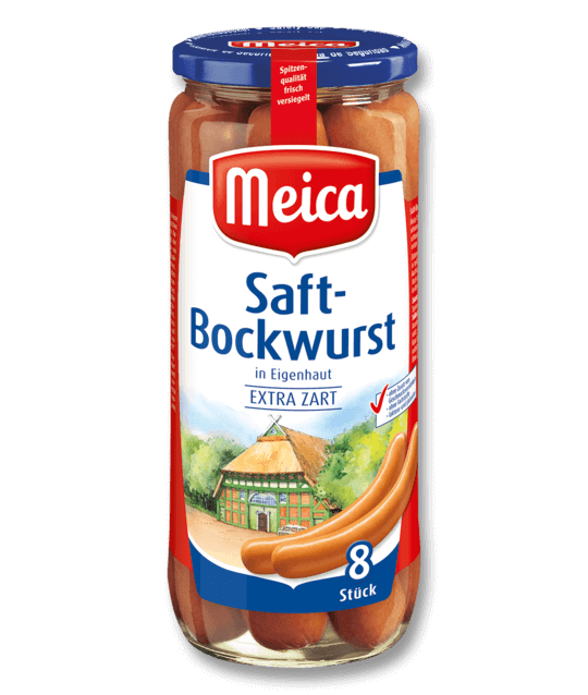 Meica - Boiled Sausages 8 pcs - 720 g glass / Saftbockwurst