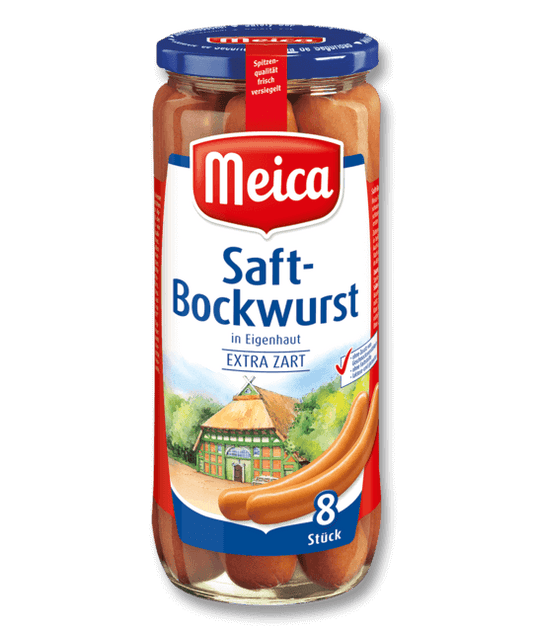 Meica - Boiled Sausages 8 pcs - 720 g glass / Saftbockwurst