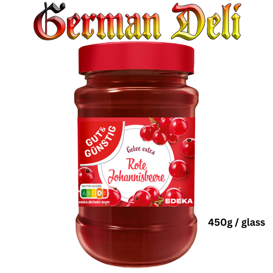 G+G - Red Currant Jelly - 450 g glass / Roter Johannisbeer-Gelee