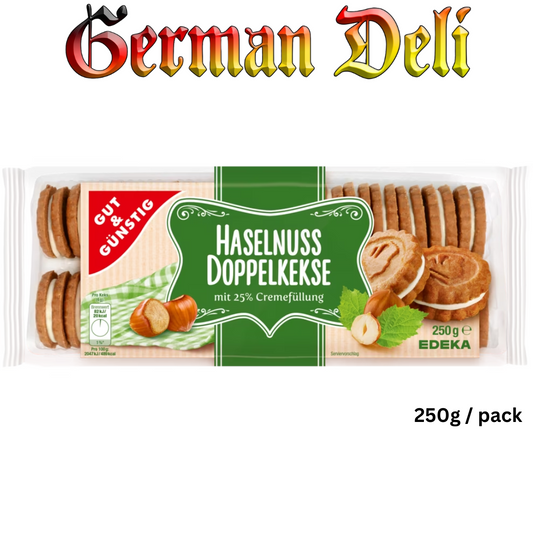 G+G - Hazelnuts Double Biscuits 250 g pck / Doppelkeks