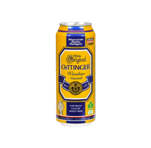 Oettinger Wheat Beer - 500 ml can - 24 per case / Weissebier Naturtrub